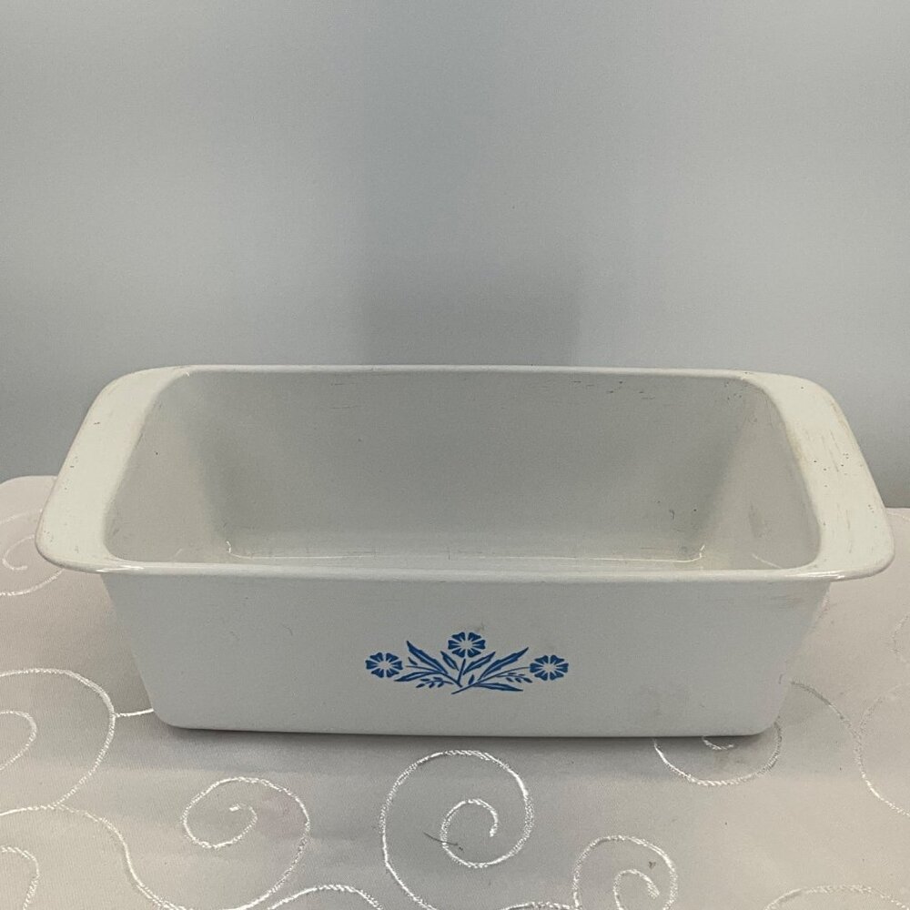 Corning‎ Ware P315-B White Loaf Pan Blue Cornflower